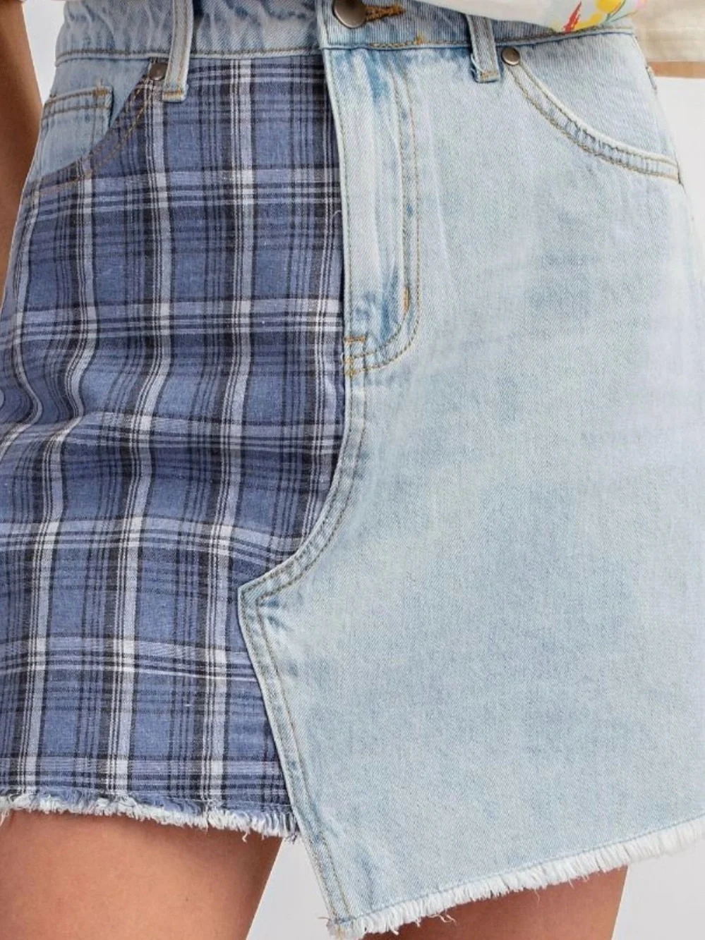 easel Winnie denim patchwork Mini Skirt - Picture 2 of 10